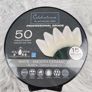 50 LED Light Set C7 Indoor Outdoor Celebrations Smooth White Party String Lights